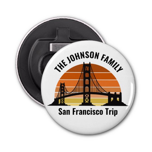 San Francisco Bridge Sunset Custom Trip Souvenir Button Flesopener (Voorkant)