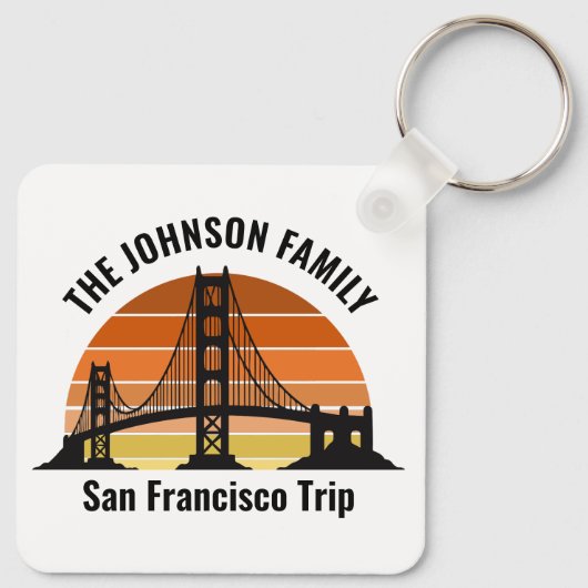 San Francisco Bridge Sunset Custom Trip Souvenir Sleutelhanger (Achterkant)