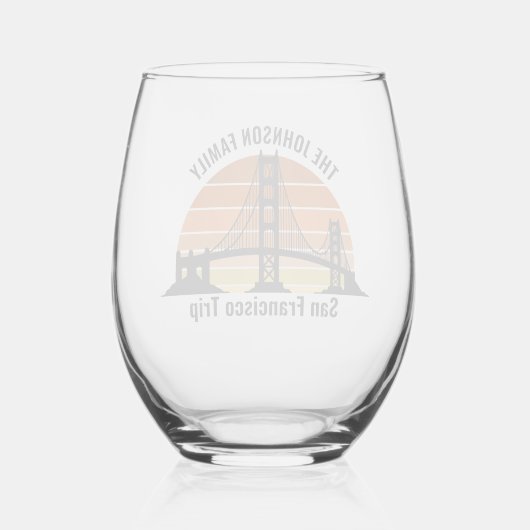 San Francisco Bridge Sunset Custom Trip Souvenir Wijnglas Zonder Voet (Achterkant)