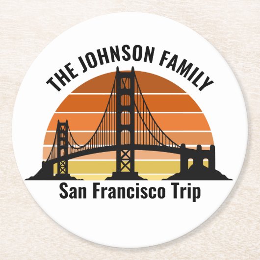 San Francisco Bridge Sunset Gepersonaliseerde part Ronde Kartonnen Onderzetter (Voorkant)