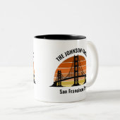 San Francisco Bridge Sunset Trip Souvenir Tweekleurige Koffiemok (Voorkant rechts)