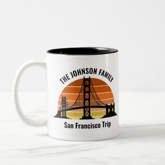 San Francisco Bridge Sunset Trip Souvenir Tweekleurige Koffiemok (Links)