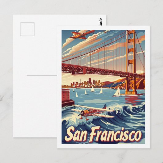 San Francisco Bridge Vintage Beroemde reisplaats Briefkaart (Voorkant / Achterkant)