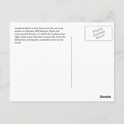 San Francisco Briefkaart (Achterkant)