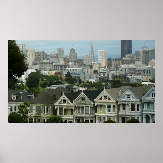 San Francisco Briefkaart Row City Scene Fotografie Poster (Voorkant)