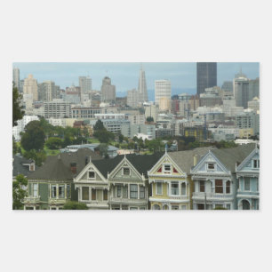 San Francisco Briefkaart Row City Scene Fotografie Rechthoekige Sticker