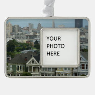 San Francisco Briefkaart Row City Scene Fotografie Verzilverd Omlijst Ornament