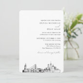San Francisco bruiloft elegante skyline uitnodigin Kaart (Staand voorkant)