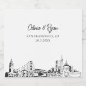 San Francisco bruiloft gepersonaliseerde champagne Sparkling Wijnetiket (Enkel label)