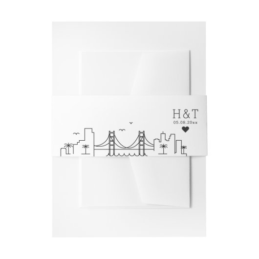 San Francisco bruiloft | Gestileerde skyline monog Uitnodigingen Wikkel (Voorkant Voorbeeld)