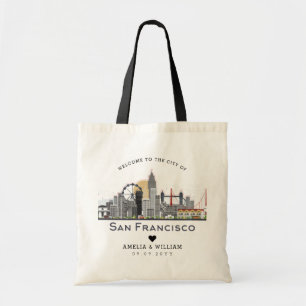 San Francisco bruiloft Gestileerde skyline Tote Bag