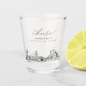San Francisco bruiloft gunst gepersonaliseerde pro Shot Glas (Voorkant)