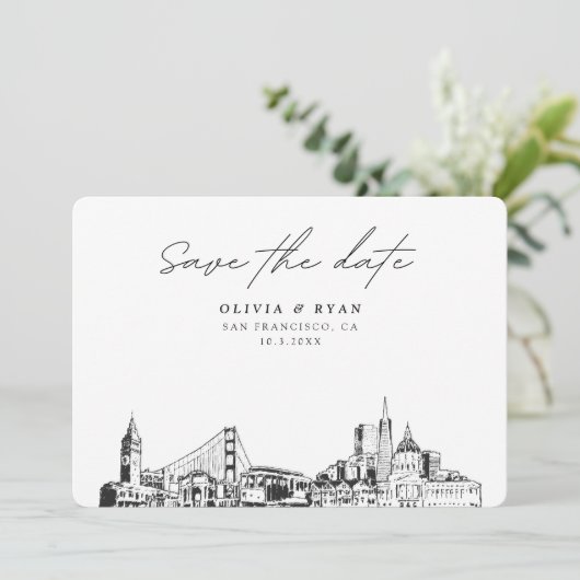 San Francisco Bruiloft Modern Save the Date Kaart (Staand voorkant)