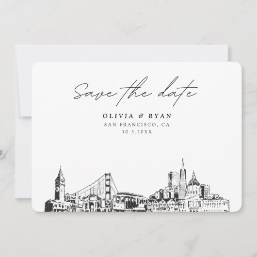 San Francisco Bruiloft Modern Save the Date Kaart (Voorkant)