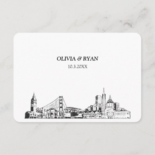 San Francisco Bruiloft Traditionele RSVP Informatiekaartje (Achterkant)