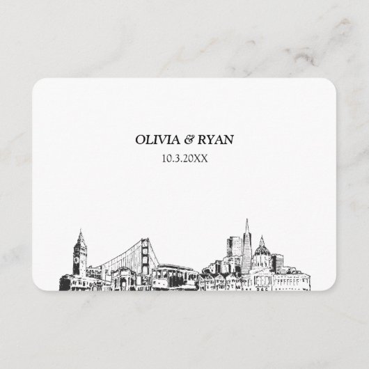 San Francisco Bruiloft Traditionele RSVP Maaltijd Informatiekaartje (Achterkant)