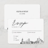 San Francisco Bruiloft Traditionele RSVP Maaltijd  Informatiekaartje (Voorkant / Achterkant)