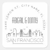 San Francisco bruiloft voorgeadresseerde envelop a Vierkante Sticker (Voorkant)