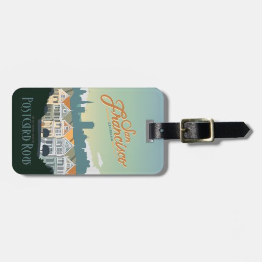 San Francisco, CA - Briefkaart Row Bagagelabel (Voorkant horizontaal)