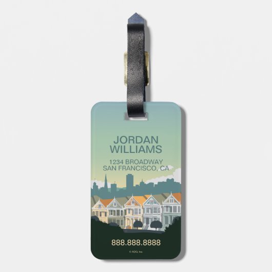 San Francisco, CA - Briefkaart Row Bagagelabel (Achterkant verticaal)