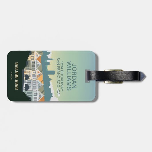 San Francisco, CA - Briefkaart Row Bagagelabel (Achterkant horizontaal)