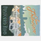 San Francisco, CA - Briefkaart Row Fleece Deken (Voorkant (Horizontaal))