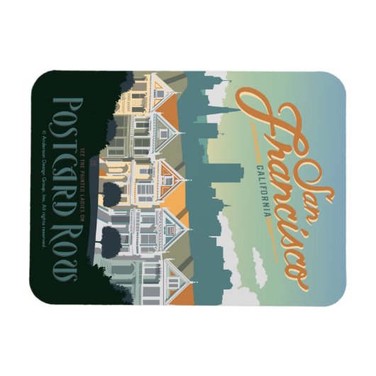 San Francisco, CA - Briefkaart Row Magneet (Horizontaal)