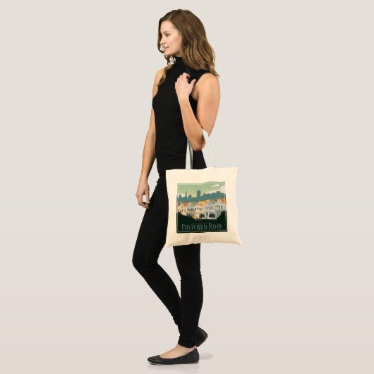 San Francisco, CA - Briefkaart Row Tote Bag (Voorkant (model))