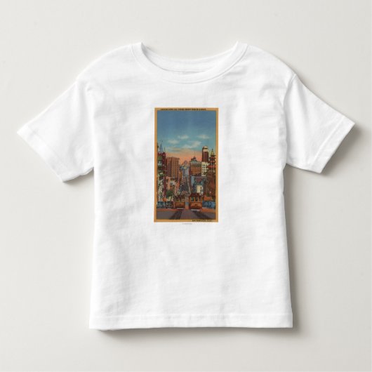 San Francisco, CA - Cable Cars omhoog Kinder Shirts (Voorkant)