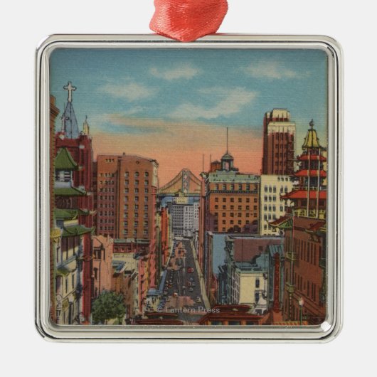 San Francisco, CA - Cable Cars omhoog Metalen Ornament (Voorkant)