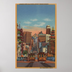 San Francisco, CA - Cable Cars omhoog Poster