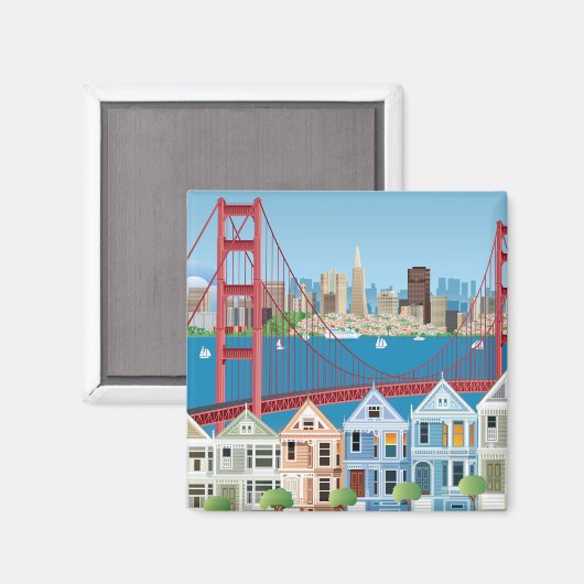San Francisco, CA | De stad van de baai Magneet (Voorkant / Achterkant)