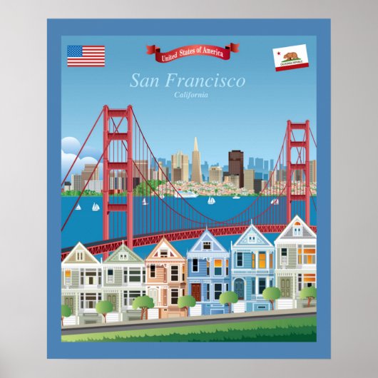 San Francisco, CA | De stad van de baai Poster (Voorkant)