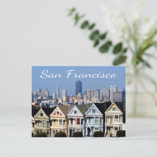 San Francisco CA Gedekte Dames Skyline Staten Briefkaart (Staand voorkant)