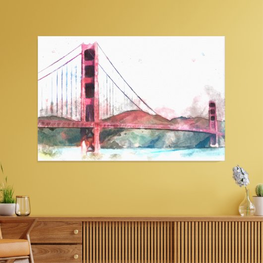 San Francisco, CA - Golden Gate Bridge Large Clock Canvas Afdruk (Insitu (Woonkamer))