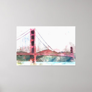 San Francisco, CA - Golden Gate Bridge Large Clock Canvas Afdruk