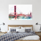 San Francisco, CA - Golden Gate Bridge Large Clock Canvas Afdruk (Insitu (Slaapkamer))