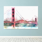 San Francisco, CA - Golden Gate Bridge Large Clock Canvas Afdruk (Insitu (Houten vloer))