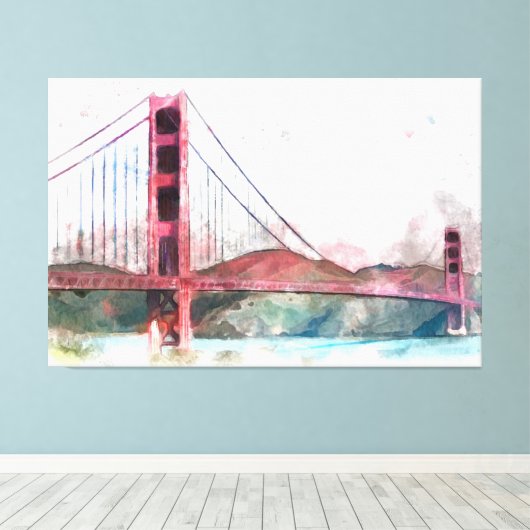 San Francisco, CA - Golden Gate Bridge Large Clock Canvas Afdruk (Insitu (Houten vloer))