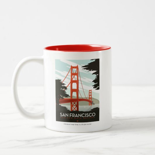 San Francisco, CA - Golden Gate Bridge Tweekleurige Koffiemok (Links)