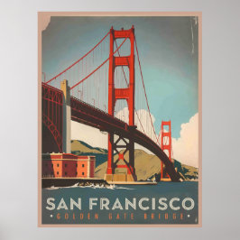 San Francisco, CA - Golden Gate Bridge vintage Poster