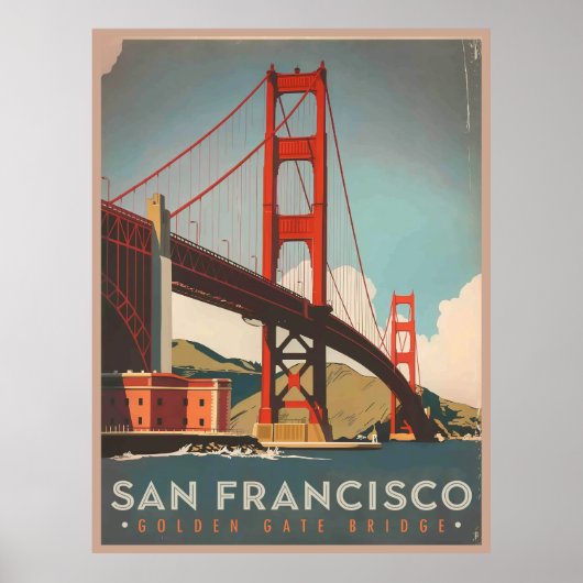 San Francisco, CA - Golden Gate Bridge vintage Poster (Voorkant)