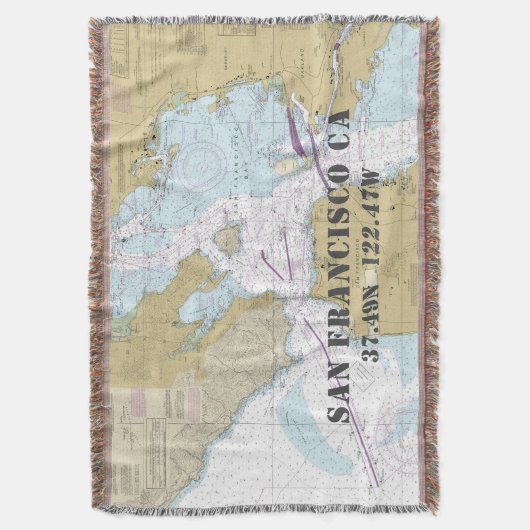 San Francisco CA Hometown Latitude Longitude Deken (Voorkant Verticaal)