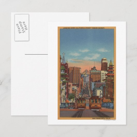 San Francisco, CA - Kabelauto's omhoog Briefkaart (Voorkant / Achterkant)