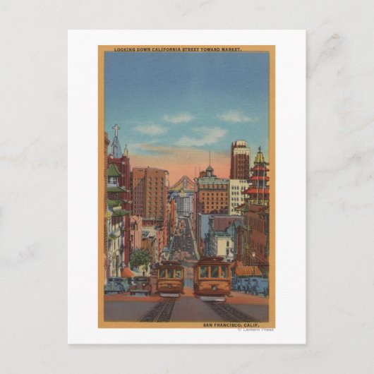 San Francisco, CA - Kabelauto's omhoog Briefkaart (Voorkant)
