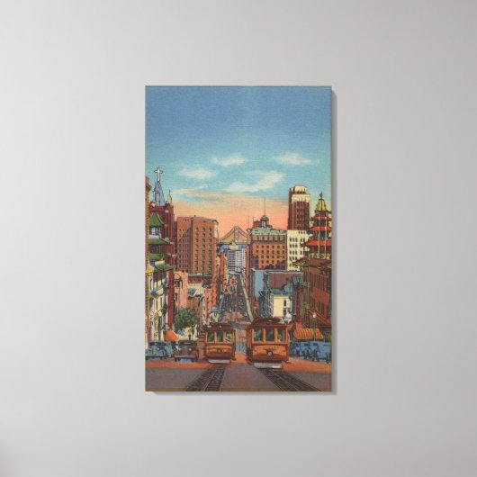San Francisco, CA - Kabelauto's omhoog Canvas Afdruk (Voorkant)