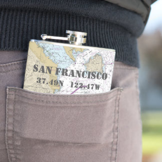 San Francisco CA Latitude Lengtegraad Nautisch Heupfles