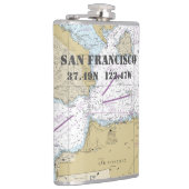 San Francisco CA Latitude Lengtegraad Nautisch Heupfles (Rechts)