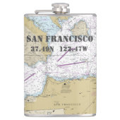 San Francisco CA Latitude Lengtegraad Nautisch Heupfles (Voorkant)