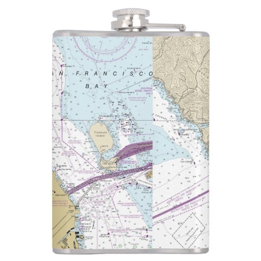 San Francisco CA Latitude Lengtegraad Nautisch Heupfles (Achterkant)